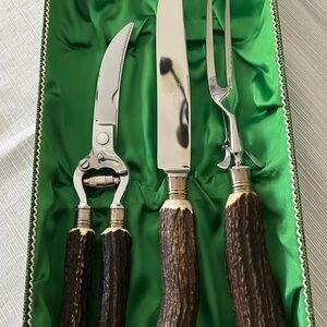 German Carving Set with Horn Handles